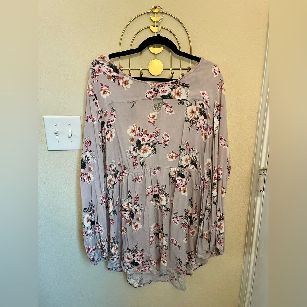 4X Torrid Lavender Floral Long Sleeve Top